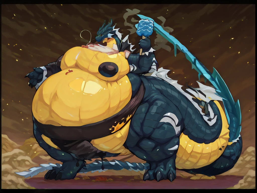 male, dragon, (rubber loincloth), big pecs, ((sweaty and musky)), stinky
