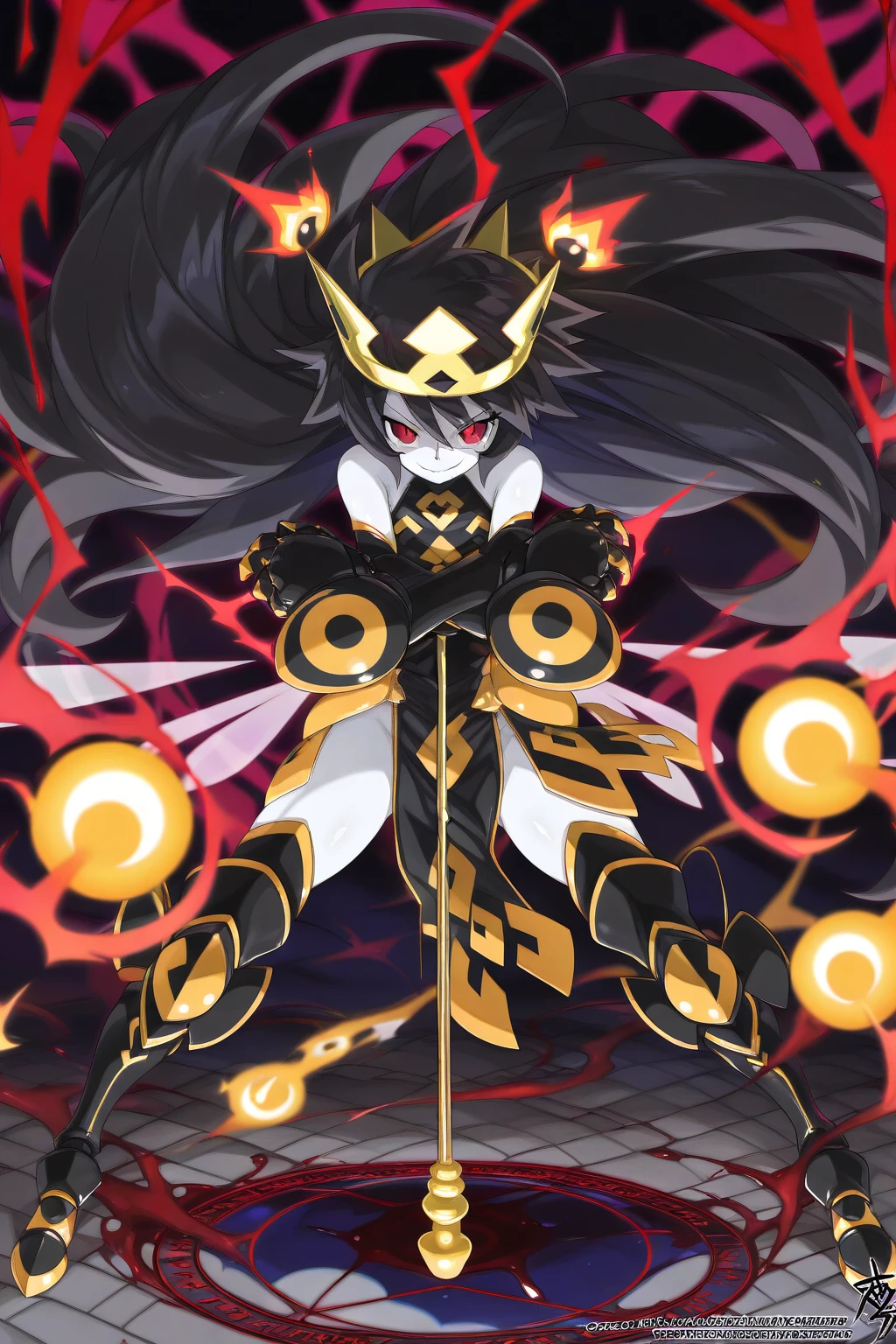 ((best quality)), ((highly detailed)), masterpiece, ((official art)), (detailed eyes, deep eyes), (1girl:1.33, solo), ((gazer)), <lora:animeCyclops_v10:.8>, cyclop, (cyclops), one-eyed, colored skin, yellow colored sclera, red colored eyes, extra eyes, colored skin, grey colored skin, black hair, medium breasts, grin