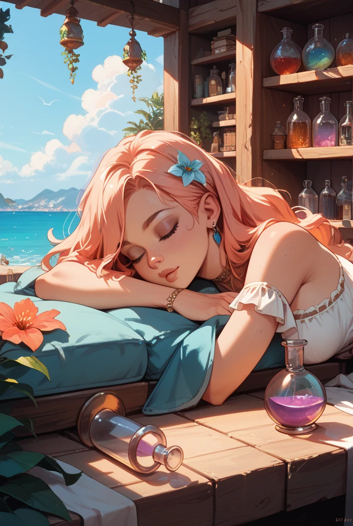  A photographic image of a perfume bottle, elegant and translucent, resting on the sandy shore near the ocean. The background shows gentle waves and a distant horizon. Soft sunlight highlights the bottle's contours, creating shimmering reflections on the glass. Details of seashells and smooth pebbles in the sand. Warm golden light with soft shadows, coastal breeze effect, cinematic composition, hd quality, natural look 
