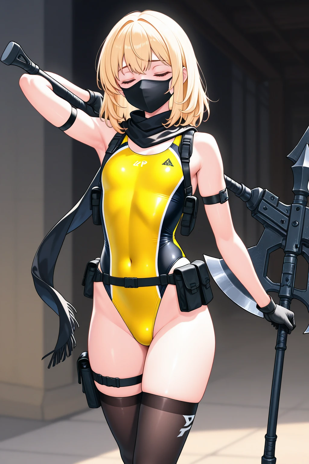 highest quality, masterpiece, naked, Black panties, Severe, Sexy pose, duck, sun, hot, dessert, Get wet, water,Tactical Vest, war, Leona from The King of Fighters, anime.