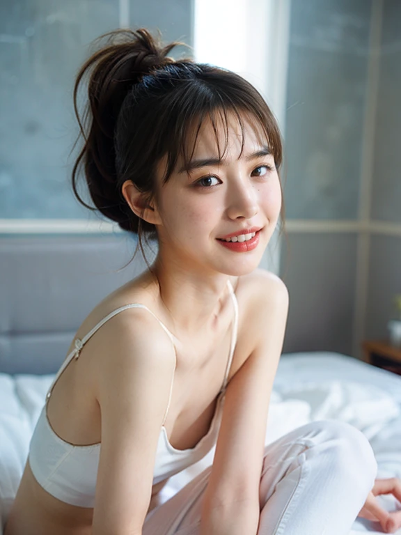 antique、smile、、Sweet and enchanting appearance、Caravaggio's paintings、Caravaggio's chiaroscuro、、キュートなsmile、expression of ecstasy、erotic、sexy ,lie down,In underwear