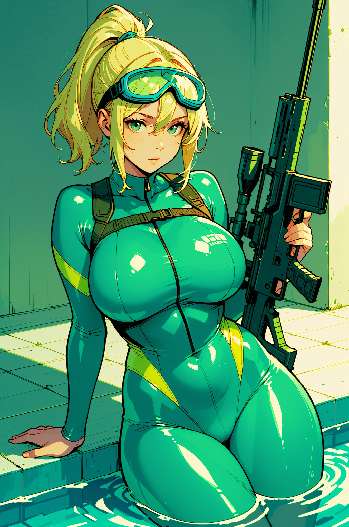 ((Masterpiece)), ((Highest Quality)), ((Best Quality)), (Illustration of One Girl), Full Body, 25 Years Old, Neutral, Blonde, (Short Hair), Green Eyes, (((Tall)), (Muscular Strong Body)), ((Muscular Strong Body)), ((Muscular Strong Body)), (Military Uniform)), (Military Uniform)), ((Military Hat)), (White Clothes), (White Pants), (White Hat), Trench Coat, ((Inside the Spaceship)), (Outside the Window, space, Earth seen from space, spaceport)
