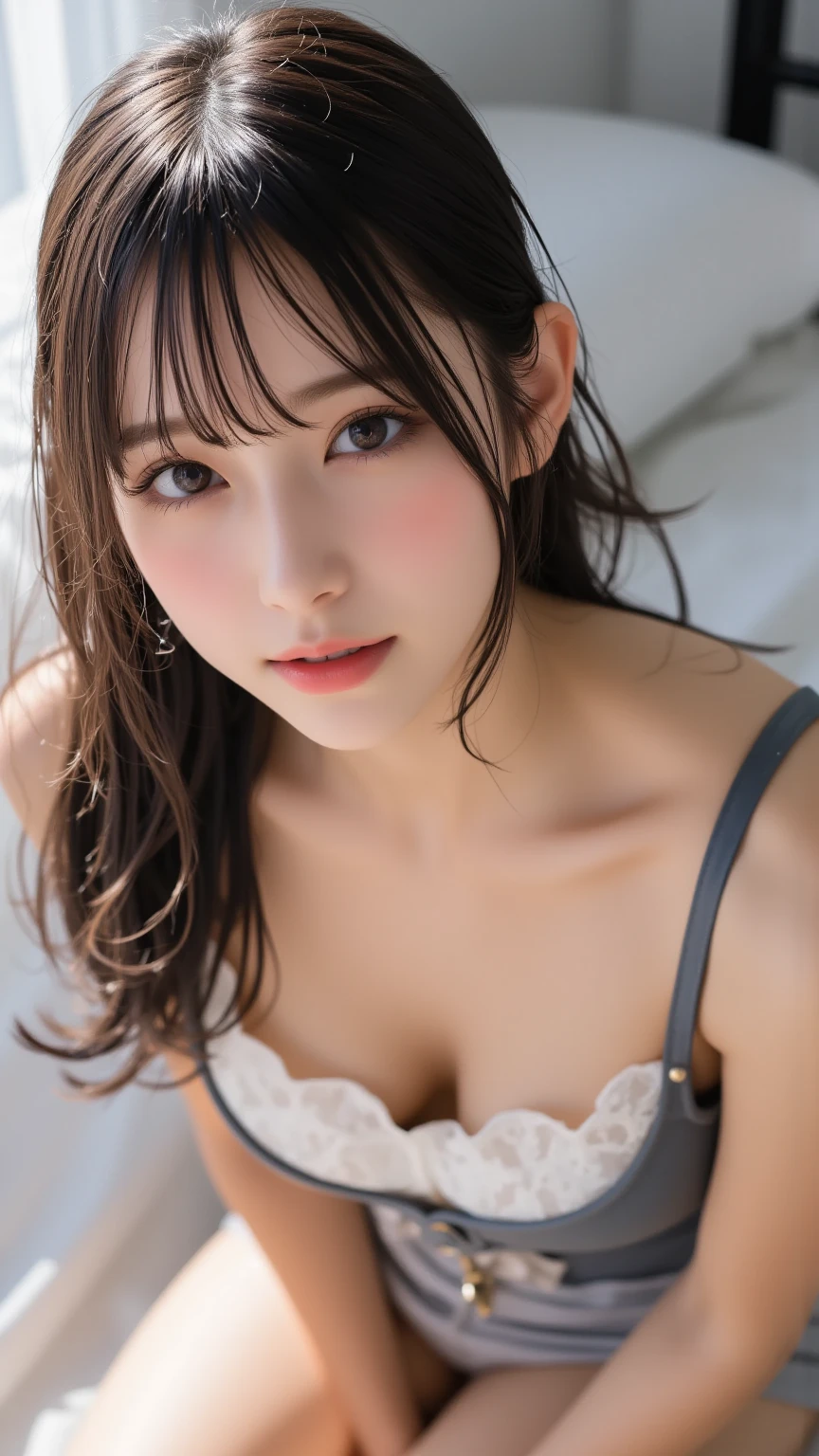 a lot of details, (slender waist), 30 years old, detailed black hair, beautiful detailed hair, super fucking beautiful, complex details beautiful and delicate eyes, perfect hands, (small breasts best quality), perfect and delicate limbs, detailed skin, best quality, ultra-detailed,
ancient ruins, proud, serious look, bending over, long hair, translucent fluttering dress with lace,(wearing a loose dress),(cleavage:1.5), (downblouse:1.6),white Clothes, in the desert, full body shot, from above