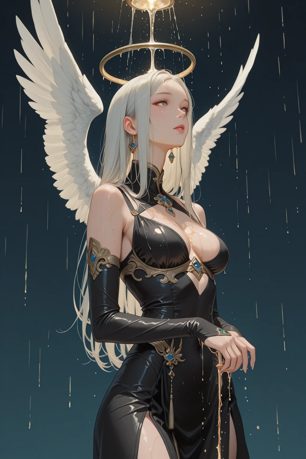 (Finest quality)),(超A high resolution),(ultra-detailliert),(Meticulous portrayal),((best pictures)),(Finest works of art),Ultra-Precision Art,The art of astounding depiction, Fantasyart:1.5, (One woman with angel and demon wings:1.8),((((Angel and Demon Fusion 1.9)))),demonic wings:1.4,the angel's wings:1.4,