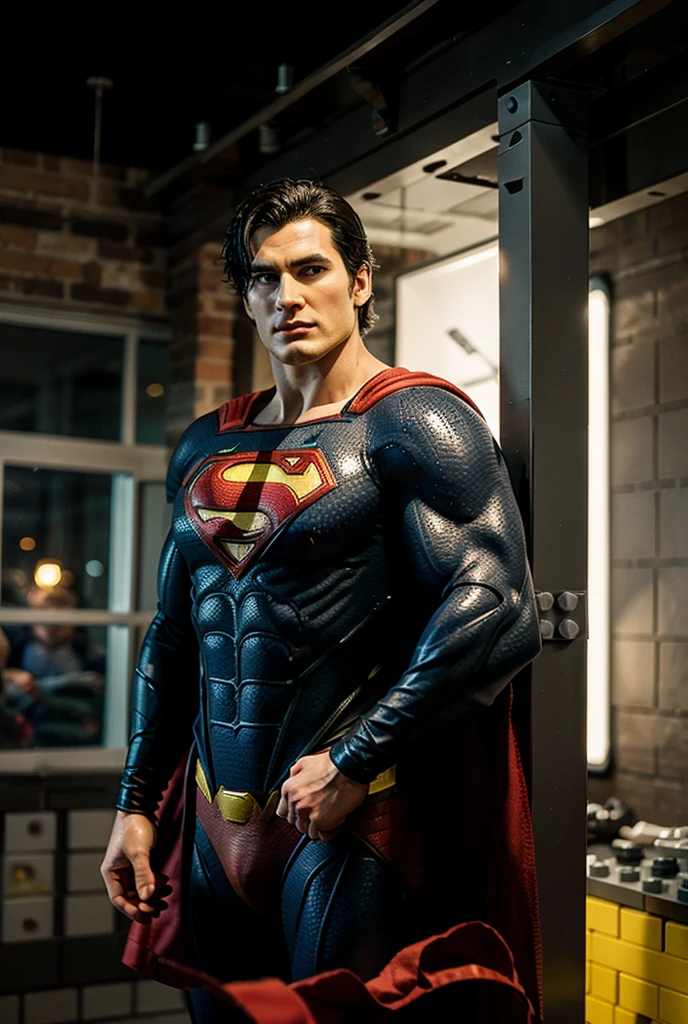 Beautiful men, Superman Cybernetic Figure, HDR (High Dynamic Range), Ray Tracing, NVIDIA RTX, Super-Resolution, Unreal 5, Subsurface Scattering, PBR Textures, Post Processing, Anisotropic Filtering, Depth of Field, Maximum Sharpness and Sharpness, Multi-layer Textures, Albedo and Highlight Maps, Surface Shading, Accurate simulation of light-material interactions, perfect proportions, Octane Render, two-color light, large aperture, low ISO, white balance, rule of thirds, 8K RAW, Full White costume,cape red.