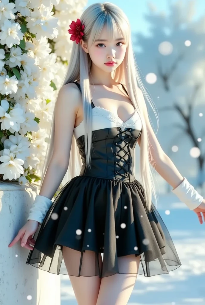 (Real: 1.5), (Raw Photo: 1.4), (Photorealistic: 1.3), (Masterpiece), Best Quality, Best Quality, Highly Detailed CG unity 8k wallpaper, detailed and complex, original, high resolution, [:( Detailed Face: 1.2):0.2],Film Grain, Fujifilm XT3, (High Definition Skin: 0.9), 8k,(ulzzang-6500:0.9), Balcony, show by rock!!, bright smile, cleavage, detailed gradient background,