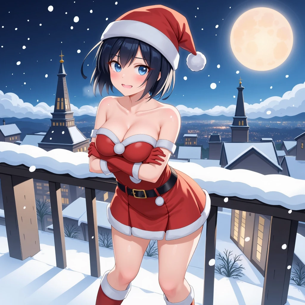 {{{masterpiece}}}, high quality, complete body, extremely detailed, {1girl}, looking at viewer, blue eyes, {beautiful detailed eyes}, heart shaped pupils, nsfw, topless, tsundere smile, closed mouth, blush, black hair, medium hair, ponytail, medium breasts, nipples, navel, uncensored vagina, thighs, squatting, thigh straddling, {long sweater}, [pink sweater], [maroon sweater], [brown sweater], stocking, valentine, ray tracing, cowboy shot, pov, snow, starry sky