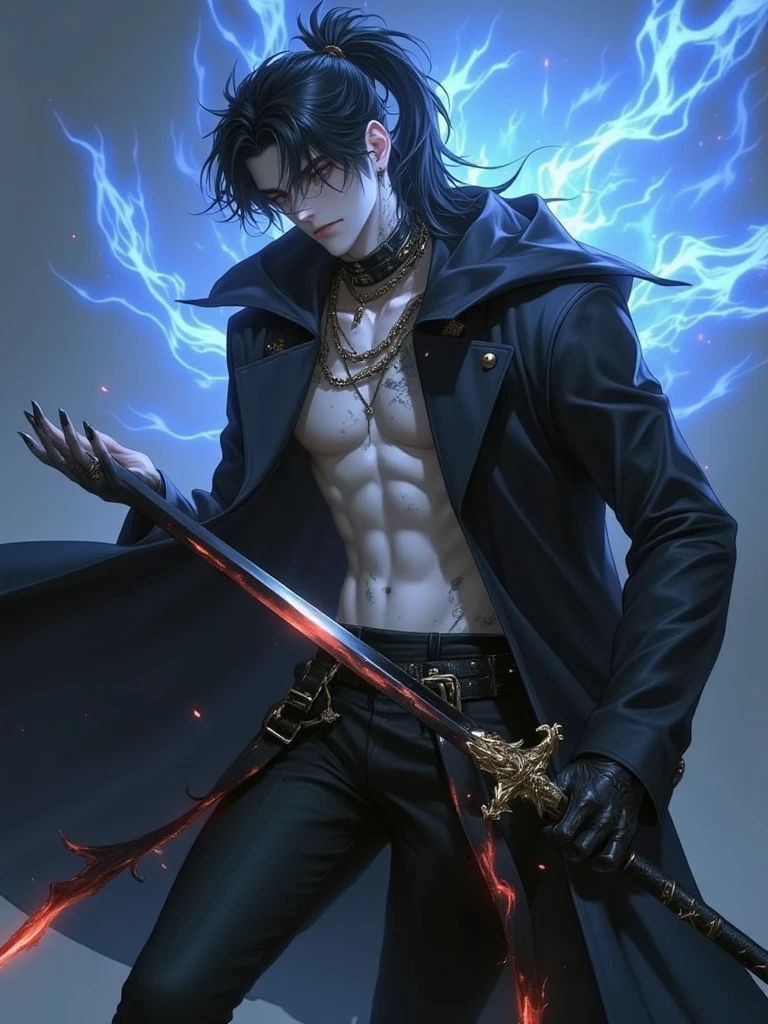 Mage Frost adolescente anime masculino, holding ice skull in left hand, Lutando --auto