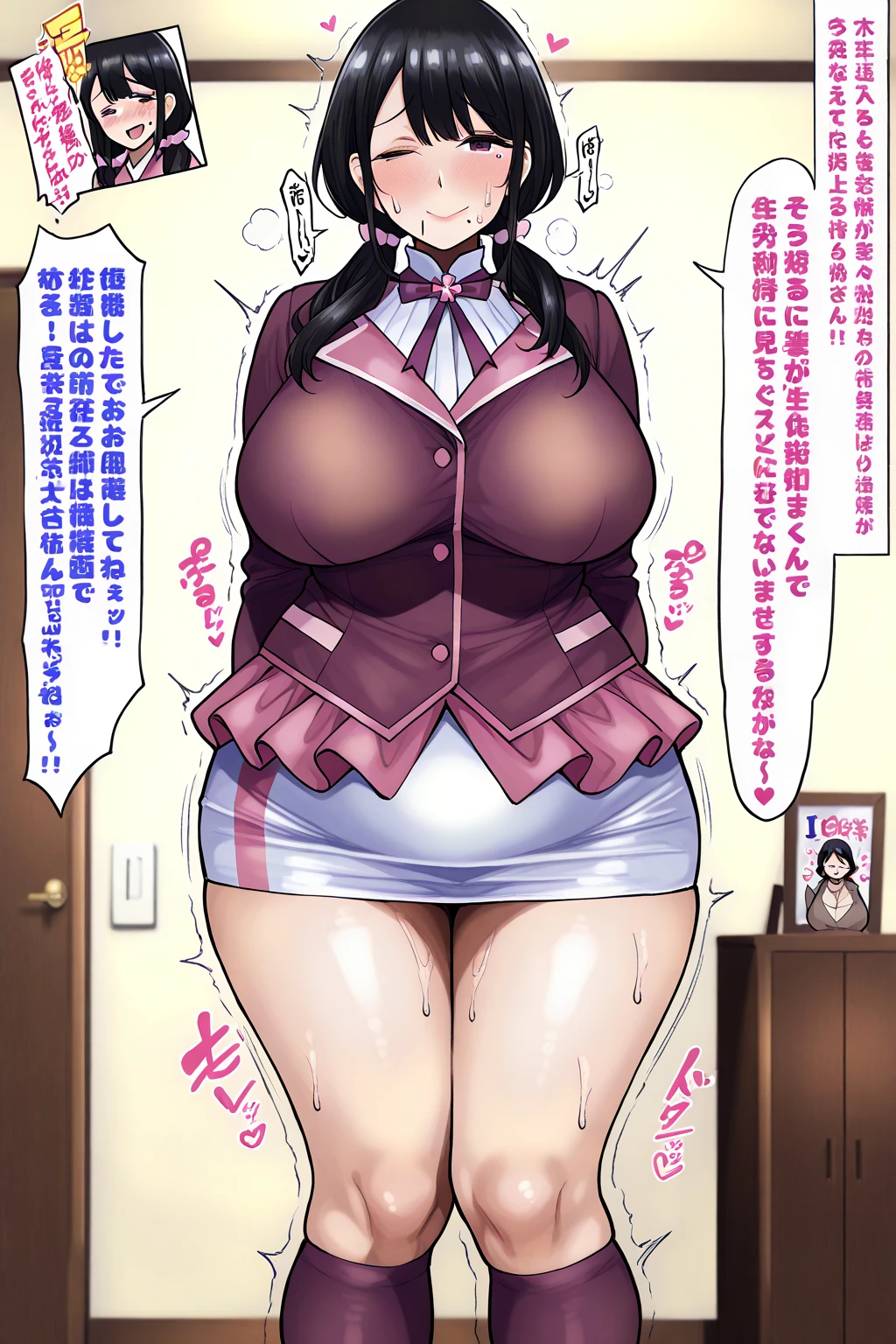 nsfw masterpiece　Masterpiece　1 girl　Completely naked　pubic hair　Excited　side　Mwamwa　side汗　Thick thighs　Big Tits　Are standing　Hands behind head　sideを見せる　Sweaty　Muddy　Crouching　Angle from below　Embarrassing　