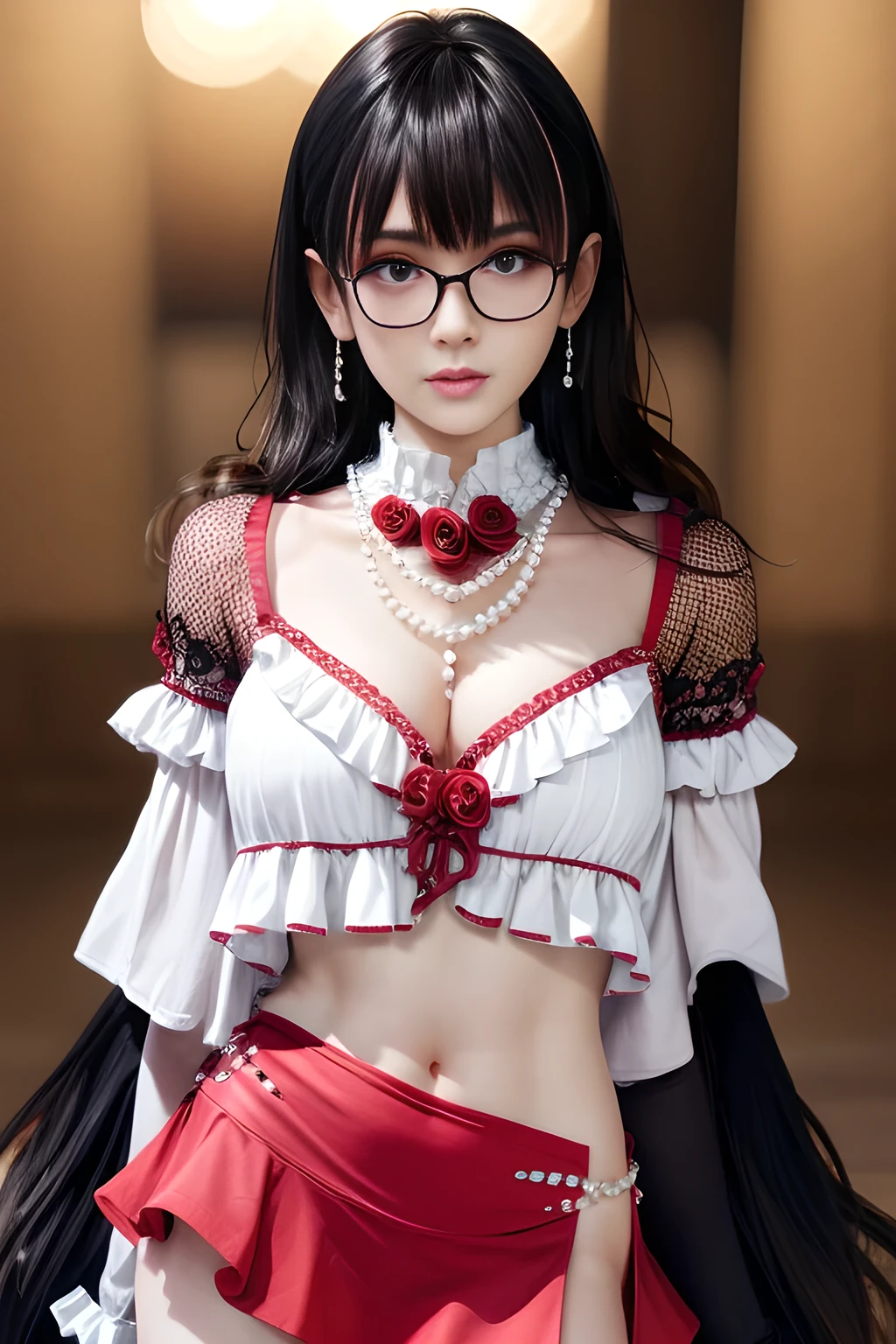 Fine、(The best illustrations)、8k UHD resolution、intricate-detail、top-quality、realisitic、ultra-detailliert、The best lighting、Best Shadows、Soft lighting、Ulutra HD、Ultra-realistic、Tindall Effect、Photorealsitic、(High Detail Skins:1.2)、 (Intricate details, makeup, pureerosface_v1:0.5), (Detailed beautiful delicate face, Detailed beautiful delicate eyes, A perfectly proportioned face, High detailed skin, Detailed skin, best ratio four finger and one thumb, arms below breasts, Tattoo with a red glow under the stomach、Awesome awesome, wide hips, smooth midriff, skiny and thin, __Fashion__, __hair__:1.25)、Digital SLR、 absurderes、1 beautiful devil woman from hell, surreal female portraits by David Hockney and Alphonse Mucha, Portrait of a seductive woman、Fantasy Art, Chinese Doll、Chinese actress、Dungeon、The dragon、Devil's Palace、Devil's Torture Chamber、natta、Dark style 、In the Dark、(Detailed spooky backgrounds:0.8), magia、 女の子1人、Evil Nun、Dark Necromancer、Succubus、Devil's Daughter、Umi Shinonome、Bat Wings，(((Demon Horns)))、 ((((Huge glasses, Otaku Glasses, thick glasses, Round glasses)))),(((Colossal tits)))、(Devil's Tail)、(red eyes glowing:1.6)、red eyes make up very sharp and detailed, The eyes are very well made up, ((Red Eye:1.0)),intricate tattoos, demonic intricate tattoos, thigh tattoos, body tattoos, ​masterpiece、The most beautiful face、a baby face、Charming smile、plump beautiful red lips、Muscular seductive body、The enchanting body of the devil、devil style、Seductive Black Magic Costume、(((A shiny red snake is wrapped around her body)))、The long-haired、Braids、Black hair、Ponytail distortion、, Ponytail with a bow tied at the back of the hair, Beautiful expression、Body Up、Large breasts emphasis、Bust,  Super tight breasts, Breast augmentation surgery, The breasts are very big and round and round,Toned waist、Wide buttocks、 lowkey, cowboy lens, (red phoenix dress: 1.0),  devil crown,  Red sparkling gemstone necklace、Jewelry Gwise,  wearing black mesh socks,wearing a thin red and