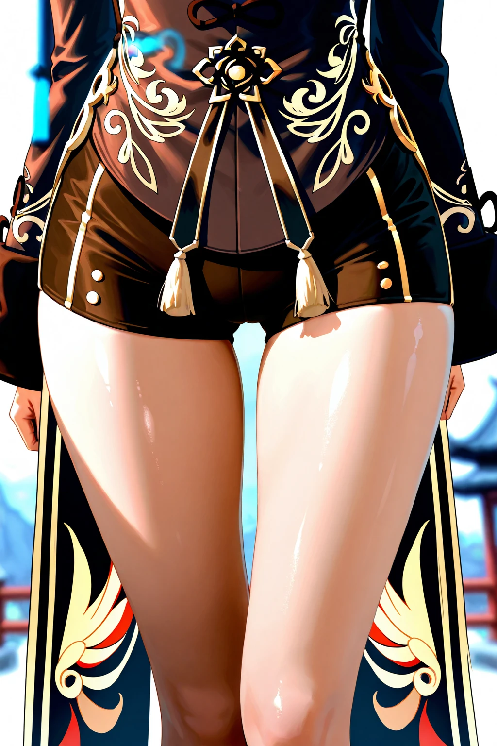 Looking at the lower body from directly below、Beautiful legs open so that you can see the crotch、flat chest、Thin pubic hair、Golden bristles、nurse's outfit、Strawberry pattern underwear