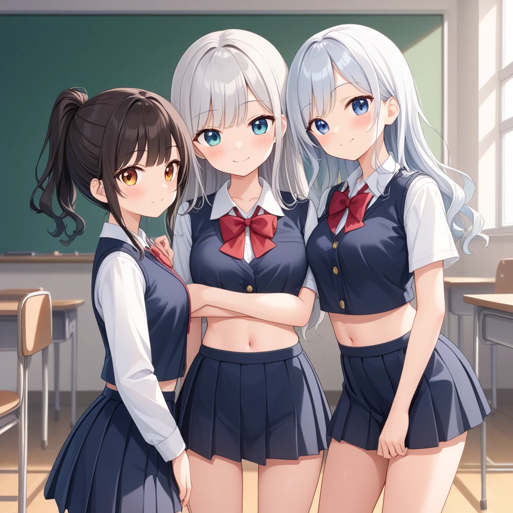 (master piece, high quality), (multiple girls), 14yo, locker room, (white panties), school shirt, (group selfie), wide angle, soft light,Heart-Shaped Boob Challenge ,Press against chest,Crushed chest,crotch grab,A girl is masturbating