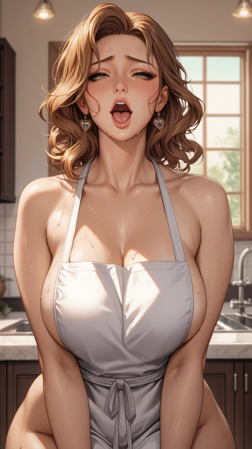 nsfw,hyperrealistic anime,curvy gyaru,tanned gyaru,at home,dark brown hair,pov handjob,look at viewer,earring,bukkake,excessive cum on hand,holding and sucking penis,seductive beautiful woman,revealing blouse,sweaty,orgasm,breathing out,