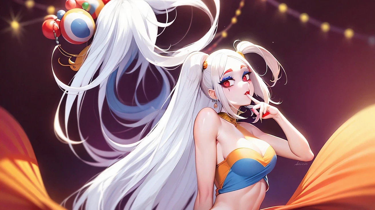 ultra realistic 8k cg, masterpiece, ((ultra detailed background, delicate pattern, intricate detail)), (highly detailed, fine details), best quality, (photorealistic:1.4),beautiful lighting,  absurdres, RAW photo, film grain, ((medium breasts, slim girl)), Yamato, long hair, 1girl, horns, white hair, solo, oni, red horns, curled horns, hair ornament, (multicolored horns), jewelry, earrings, japanese clothes, kimono, hair stick, sleeveless, bare shoulders, aqua hair, sidelocks, hoop earrings, hakama, smile, wide smile, ((orange eyes, slim girl, medium breasts)), (complex detailed background, barren land, moon, cowboy shot), <lora:Yamato:0.7>,  <lora:DetailTweaker:0.5> <lora:BeautifulDetailedEyes:0.5>