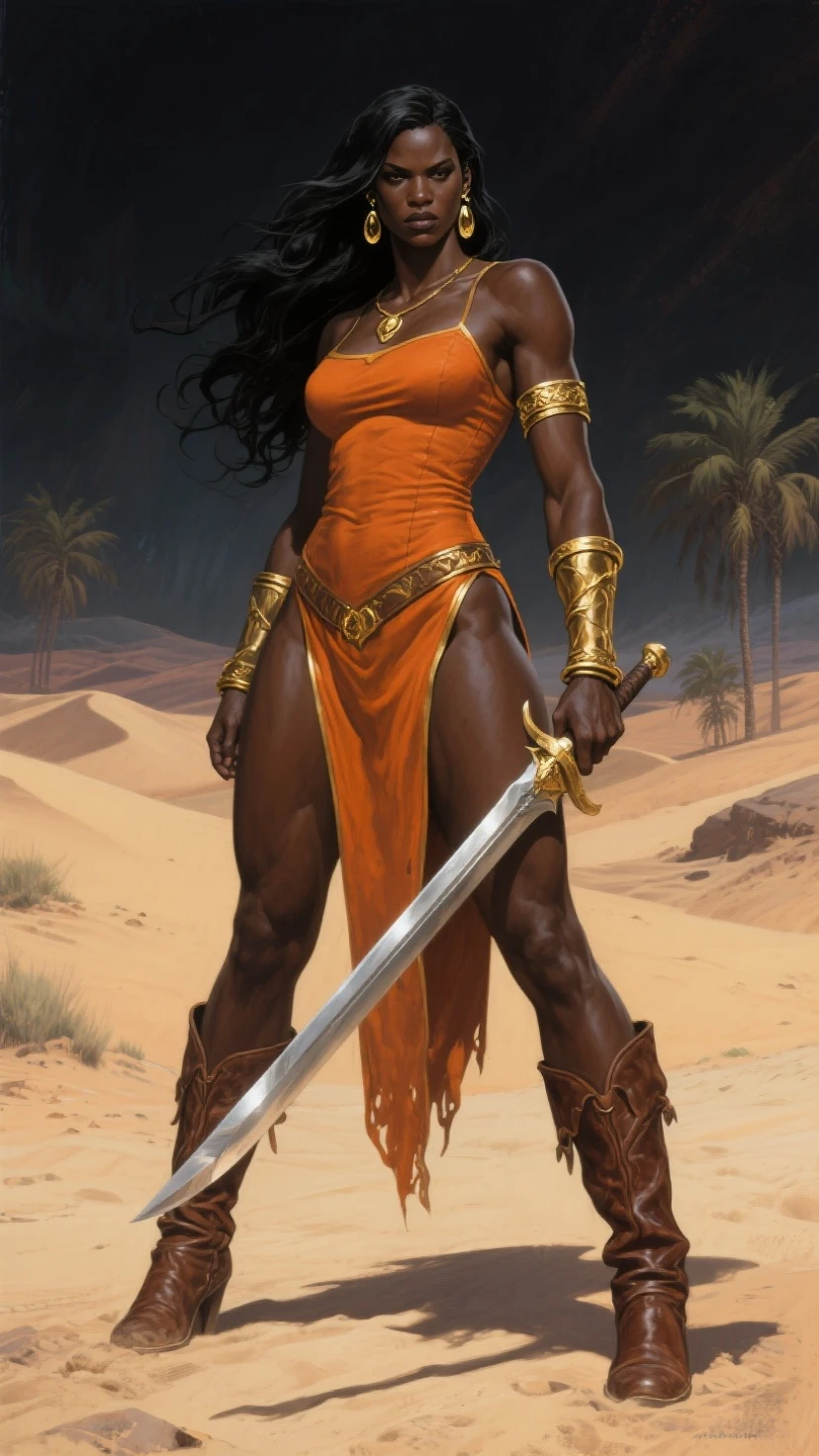 (masterpiece, best quality), ultra realistic, photorealistic,
female African warrior, black woman, ebony skin, dark skin, spear, (dreadlocks:1.4), barefoot, no shoes, gold ornaments, gold necklaces, gold bracelets, (action pose:1.4), skin pores, detailed skin, wide hips, (thick thighs:1.4), crotch cut out, pussy, (pussy:1.5), vagina, no panties, (crotchless:1.4), whole body, full body,
Savanna landscape, animals in the background,
<lora:CrotchlessPants:1>, <lora:epiCRealismHelper:1>