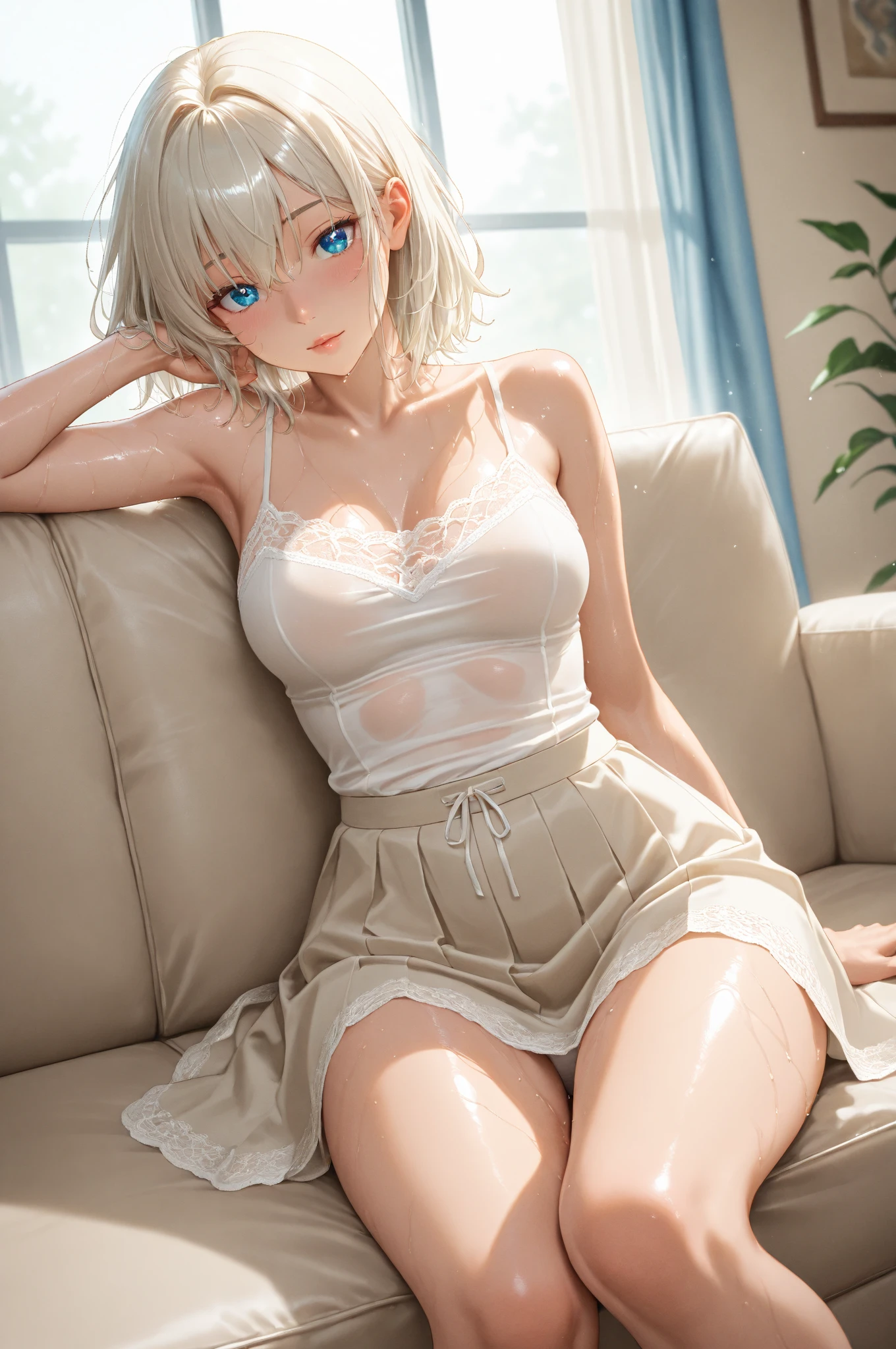 (((topless))), (((show off nipples))), (((show off spread pussy))), (((spread pussy))), (((spread legs))), large breast, extremely detailed CG unified 8k wallpaper, very fine 8KCG wallpaper, (masterpiece, Best Quality), High resolution, Ultra-detailed, ultra-sharp, 1 girl, full nude,Naked, at beach, ((( sheer Microblouse, Sleeveless, open front))), (((navel ))), (((sheer micro mini skirt))), (Beautiful face, Cute face, Detailed face), (((Detailed beautiful green eyes))), BREAK, (((Sunny))),