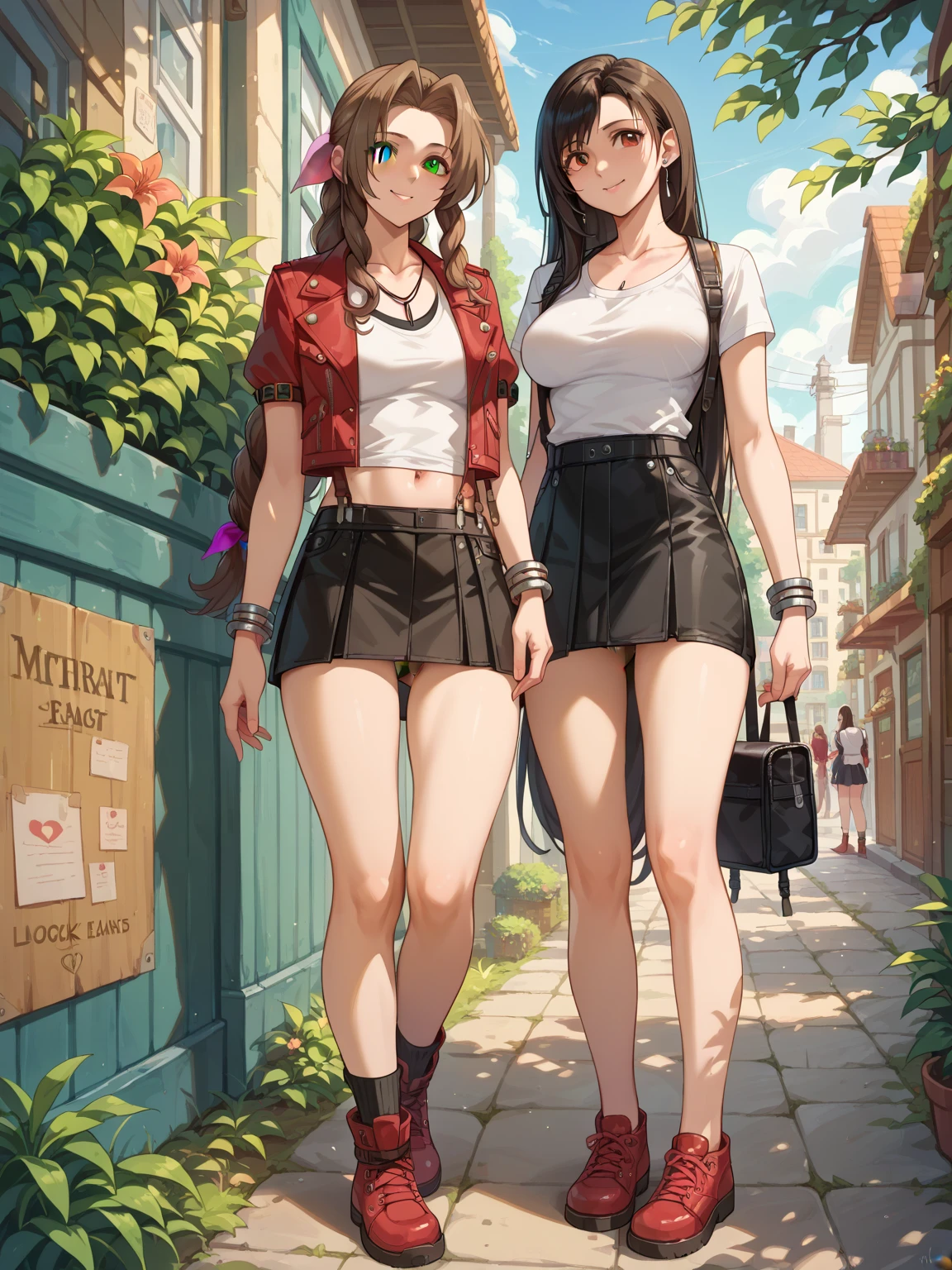 2girl, two girls, masterpiece,high quality,4k, bare shoulder,belly,crop top,outdoor,cleavage,jeans,casual
dress,street,road,smile, open mouth, (nsfw) not safe for work, holding a gun,handgun, evil expression,
exposed belly, exposed navel, exposed midriff, exposed lower belly, crop top overhang, underboob,
unbuttoned jeans , low rise black jeans, Low rise jeans, Low rise jeans with open fly, navel piercing