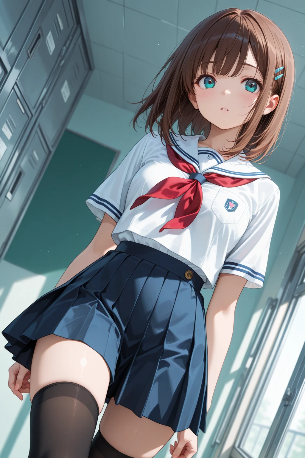 masutepiece、Best Quality、hight resolution、tre anatomically correct、((JK school uniform))、a miniskirt、‎Classroom、(Vibrant colors：1.2)、(​masterpiece：2.0)、onepiece、Uta、blanche、left red hair、right gray hair、Not wearing pants、divine spirit、Flushed cheeks、Beautiful girl in every detail、Body shining with sweat、Wet、Seductive thighs、sexy  pose、Hair above one eye、(frombelow:1.5)、Pussy、Female genitals、vaginal、Intravaginal、Expansion、You can see inside the skirt
