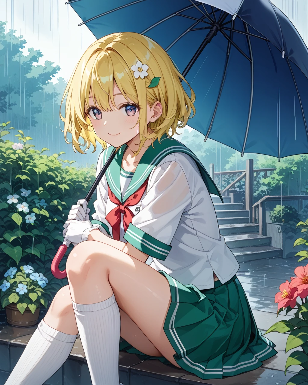 best quality, amazing intricate, cute girl,
platinum blond hair, medium hair, (round eyes:1.2), green eyes, medium breast, frown,
from side,
portrait, laying down,
green dress,
pinafore dress,
,
fishnet pantyhose, high heels, in a stream