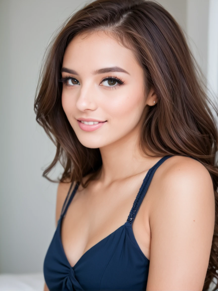 Image ultra détaillé, meilleur qualité, Chef d'oeuvre. Jeune femme de 25 ans brune, visage parfait, Très jolie, gros sein sexy, mise au point net du visage, réalisme, grain de film, Sony a7riii Objectif 30 mm RAW f1.8 ouverture, très détaillé (Photographie analogique, couleurs hdr