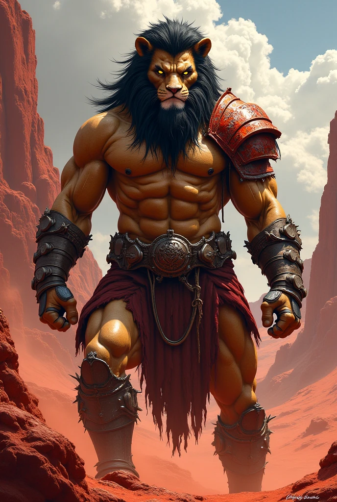 Image of a warrior lion in human form 