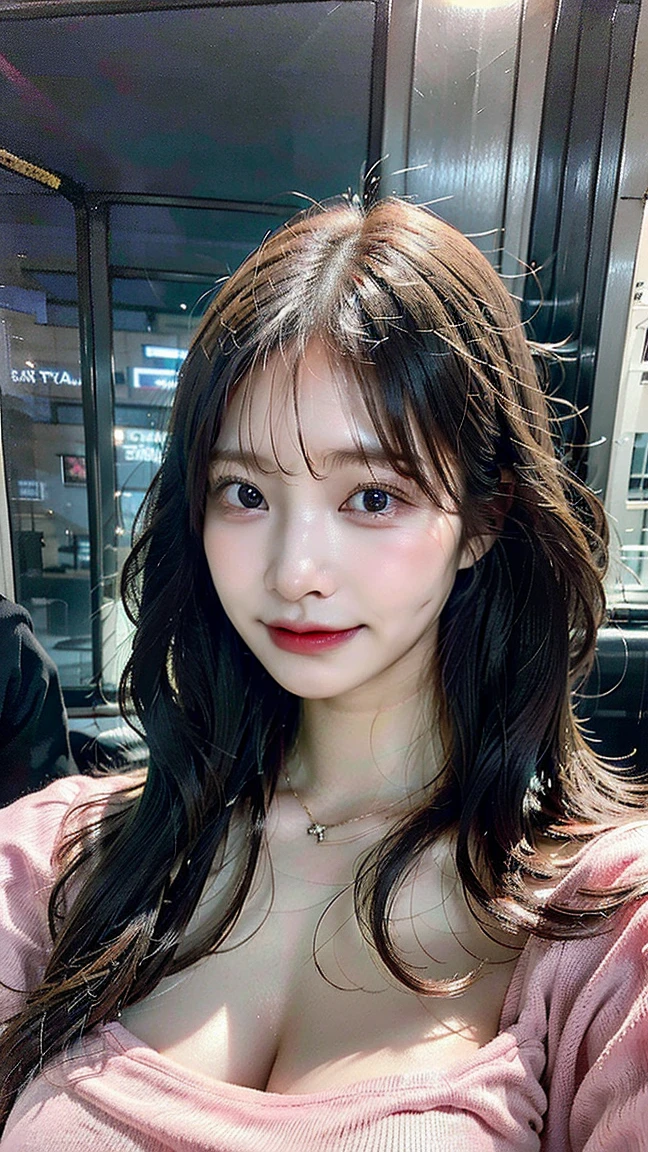 ((highest quality、8k、masterpiece:1.3))、Sharp focus:1.2、Beautiful woman with perfect style:1.4、Thin abdominal muscles:1.2、((Dark brown hair、Big Breasts:1.2))、(Natural soft light、City Street:1.1)、Highly detailed face and skin texture、Detailed eyes、double eyelid、Sexy secretary in tight light smile、Open shirt、Sexy Costumes