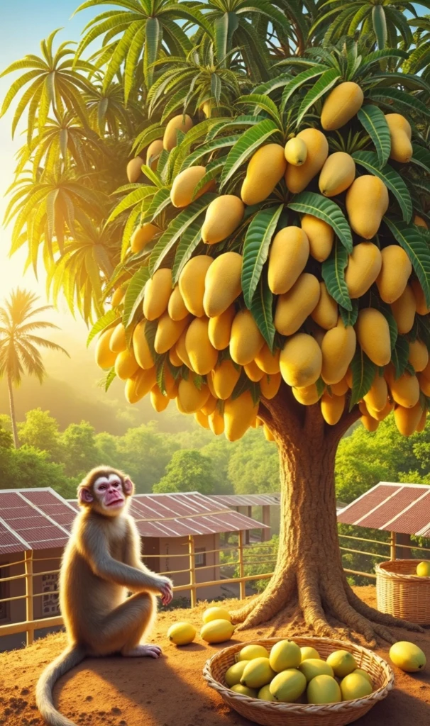 In the middle of a subtropical rainforest,There is a banana bush,There is a very dense cluster of bananas,There is a small monkey next to it picking and eating。k hd,handpainted,cartoony,style of anime。 --auto