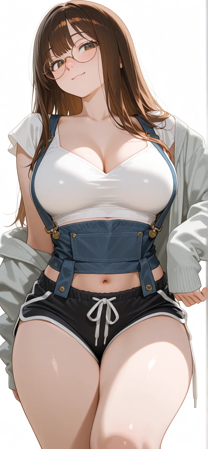 Girls crop top loosely what goes over the breasts and a beautiful long belly with contours and the breasts press shirt