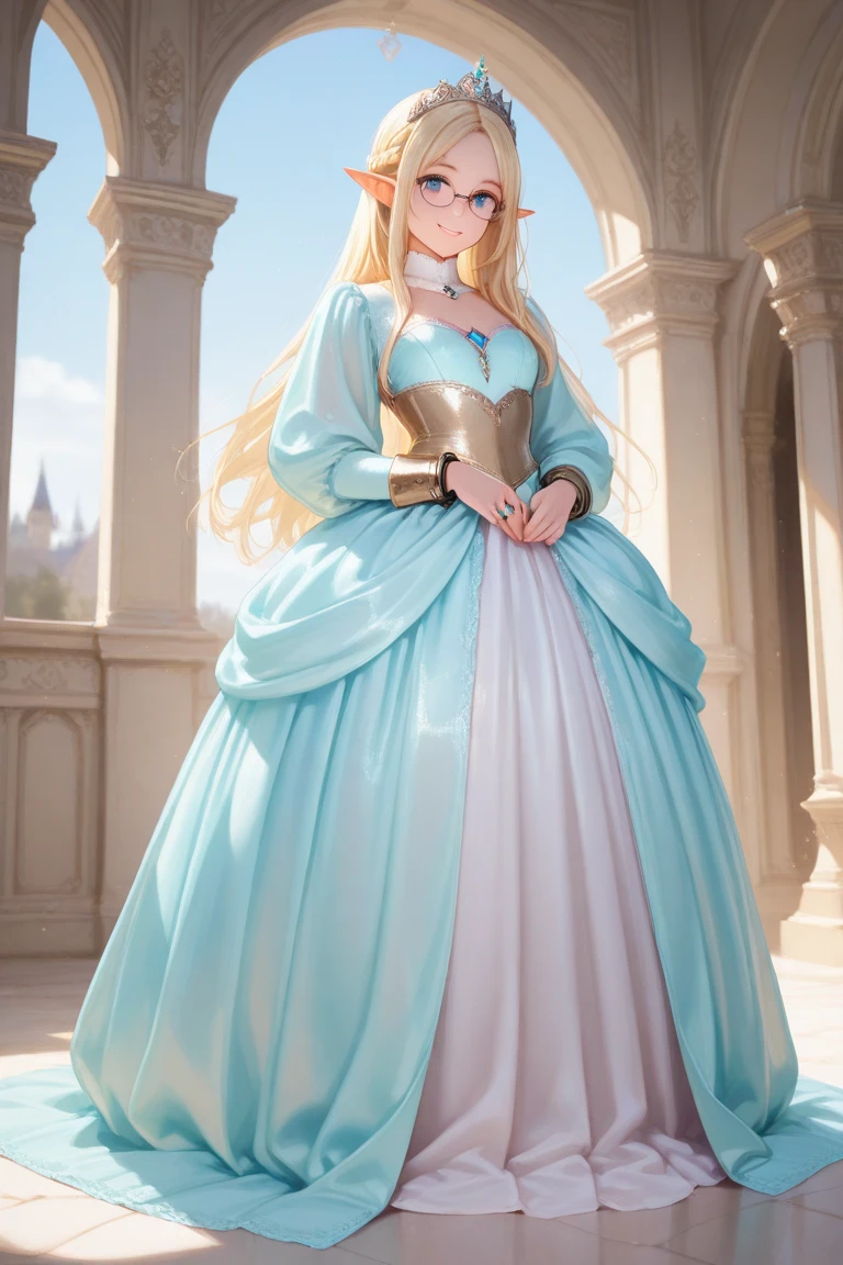 Blonde arabic princess in a great dress, blue eyes blonde hair 8k real