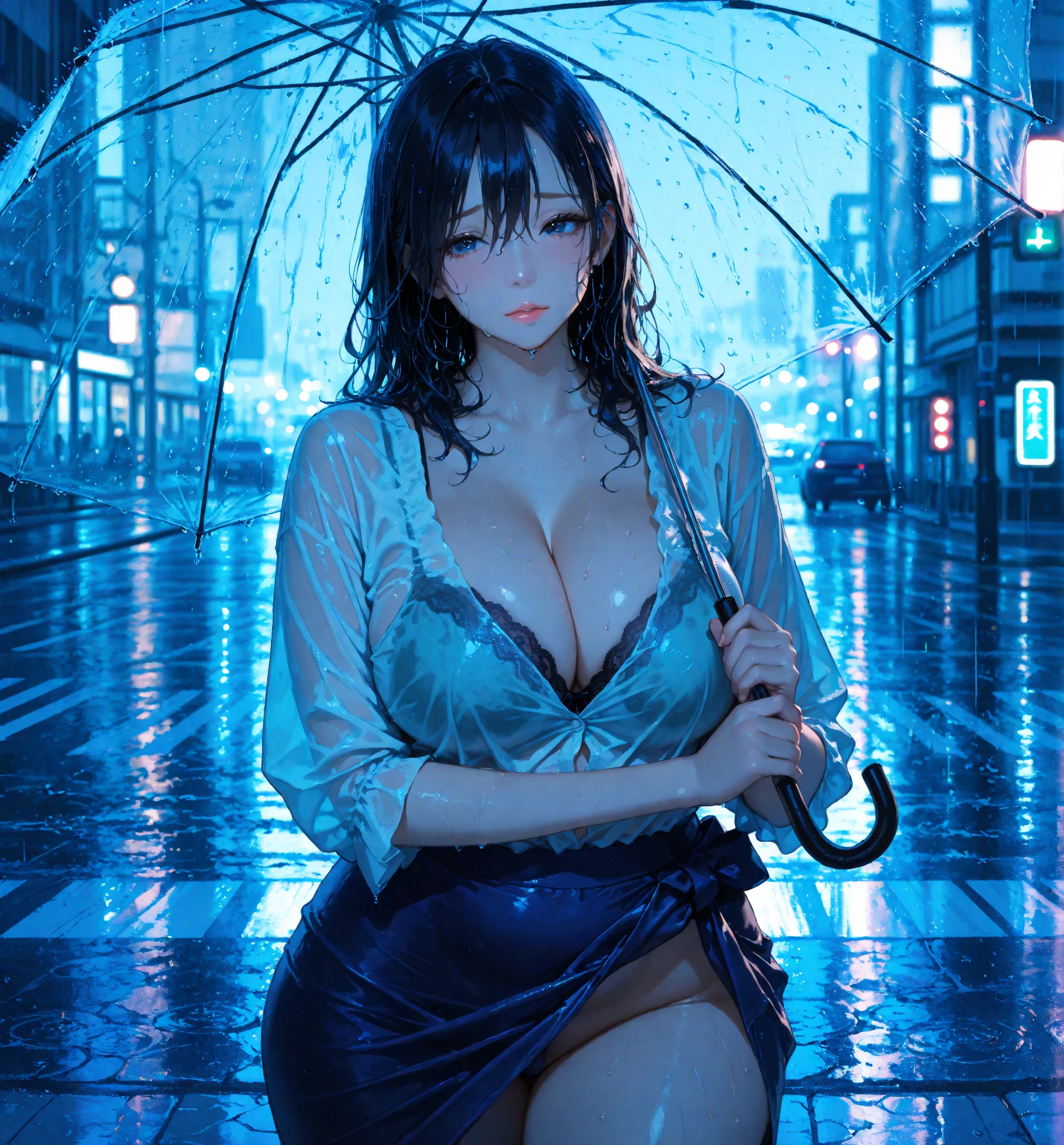(8k, RAW photo, best quality, masterpiece: 1.2), (realistic, photorealistic: 1.37), 1 girl, cityscape, night, rain, wet, professional lighting, photon mapping, radiosity, hentai, Nami one piece, kissing Nico Robin, ripped, shirt, big breasts, nurse, wedding dress --auto --s2