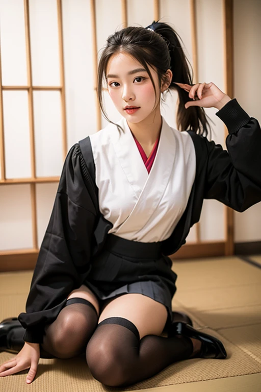 Japanese nun in a transparent robe、monastery、Skin Bed