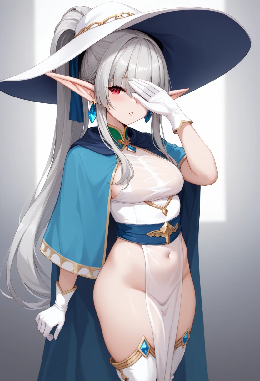 (score_9,score_8_up,score_7_up),1girl,pointy ears,solo,breasts,animal ears,long hair,one eye closed,gloves,rabbit ears,pasties,fake animal ears,large breasts,white gloves,meme attire,smile,looking at viewer,very long hair,reverse outfit,necktie,reverse bunnysuit,heart pasties,white background,cowboy shot,simple background,v,covered nipples,brown hair,closed mouth,bangs,covered navel,elf,orange eyes,;),hairband,thigh gap,ass visible through thighs,navel,blush,mole under eye,mole,black hairband,pantyhose,white pantyhose,shrug (clothing),see-through,hair ornament,cameltoe,elbow gloves,solo,solo,solo,solo,