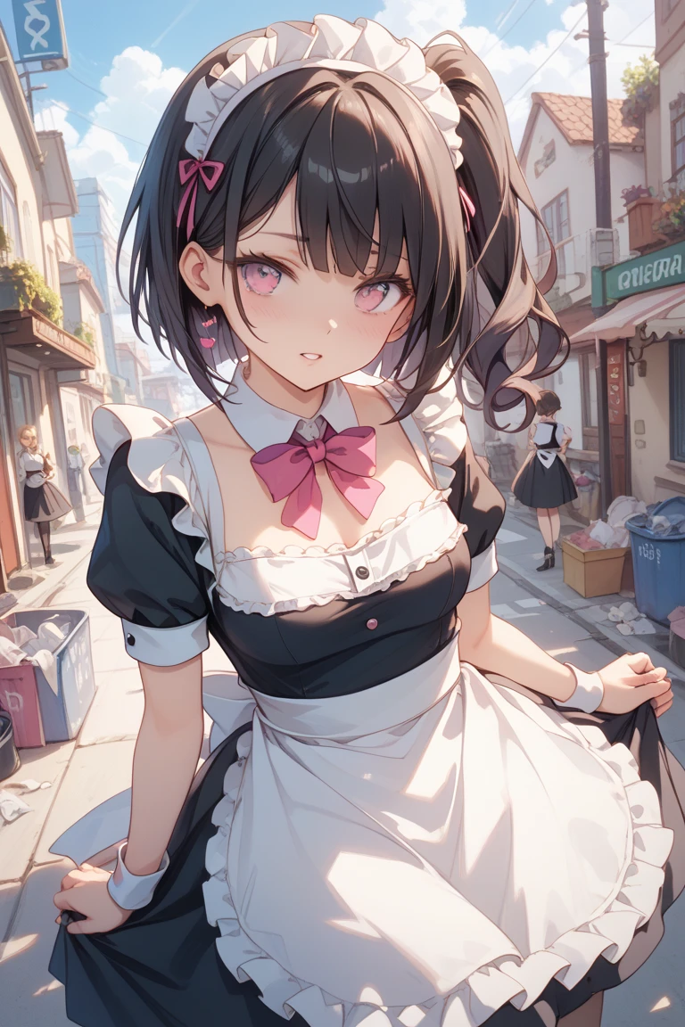 ((日本人のgirl1人、aldult)), ( small)), Black Hair、Brown Hair、masterpiece, 最high quality, high quality, Highly detailed 8K wallpapers,amusement park、Pink Hair、Extreme heat、Heavy breathing、breathe、Sweat、Head ornament、cute girls、Cute Maid、Bold Pose、(Secrete saliva)、Big ???????、Wait for orders、No fixes、(girl、Squid Belly、)、（????????????）、Beautiful big ?????、（激しいSweat）、(Saliva volume:1.4）、(Elementary school girl、Cute belly、Abdominal distention、Spreading ?????、Squirting）、（stroking the stomach:2）、(Beautiful Face）、（serving）、（Trembling in the lower back:2）、Life-size、In front of the camera、Walk with your feet together