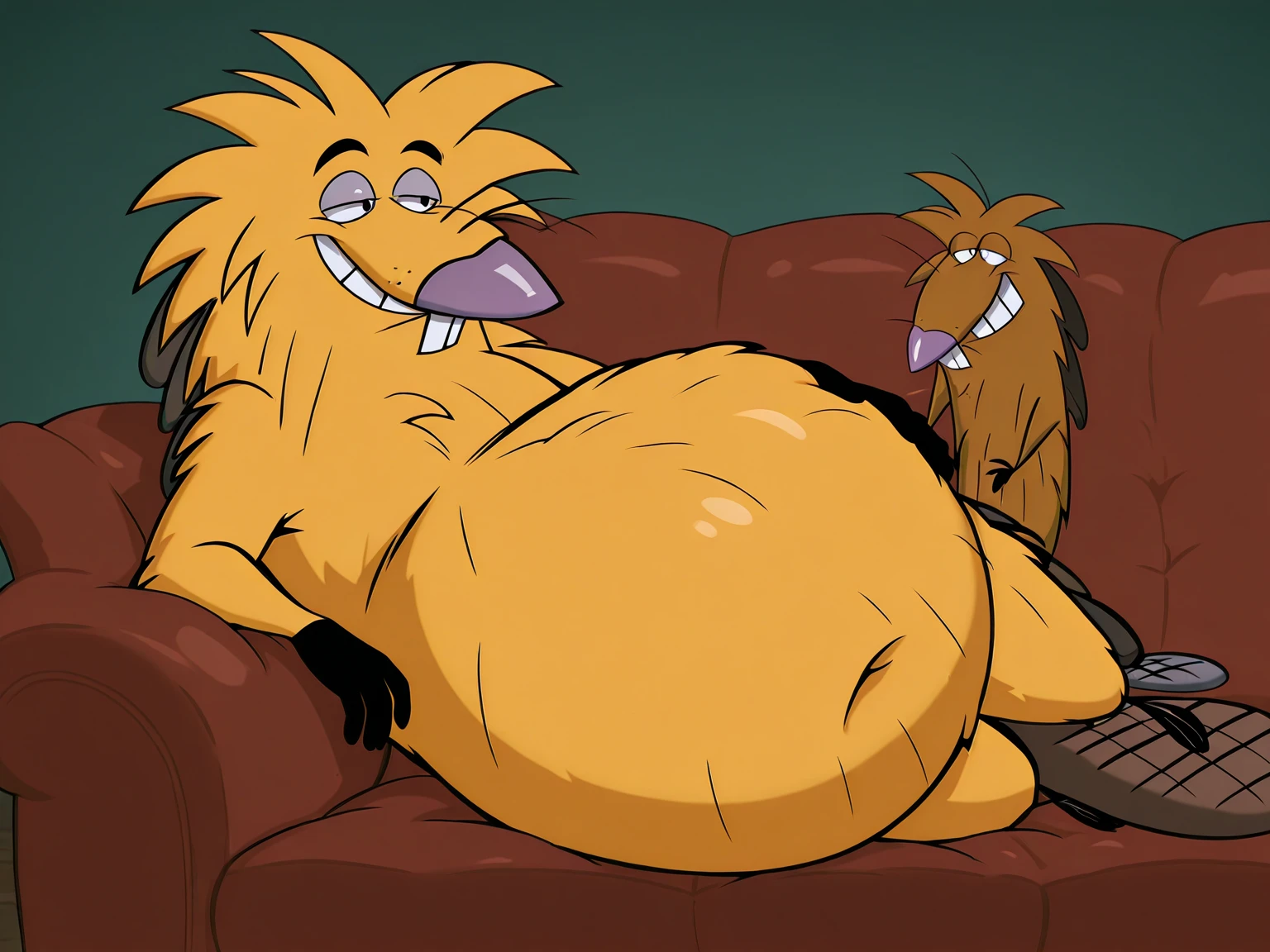 solo, canine, ((three headed red welsh corgi)), adult male, hairy, older male, detailed eyes, by dramamine, by disney, by pixar, by rembrandt, (identical:1.9), obese, woods background, squatting, small flaccid penis, testicles, navel, hairy, speech bubbles:1.5, correct hands, ultradetailed, natural pose, eye contact, ((angry, arguing, bickering, eye contact:1.1)), ugly