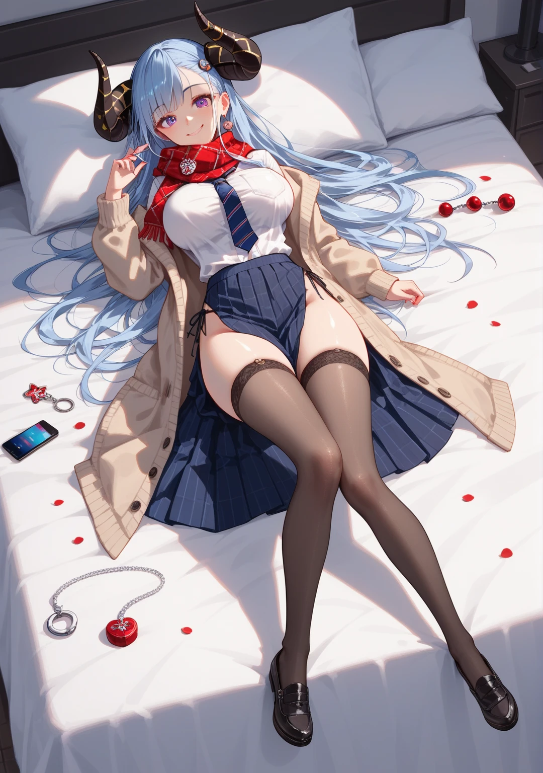 santa claus、santa costume、eye glass。top-quality, Photorealistic, An ultra-fine illustrations, beautiful attractive anime girl, miku hatsune, Slender body, Tied hair, one girls, a photo of girl, Full body shot, Beautiful blue eyes, Turned, in a office、Sitting at your desk、Women's Suits、