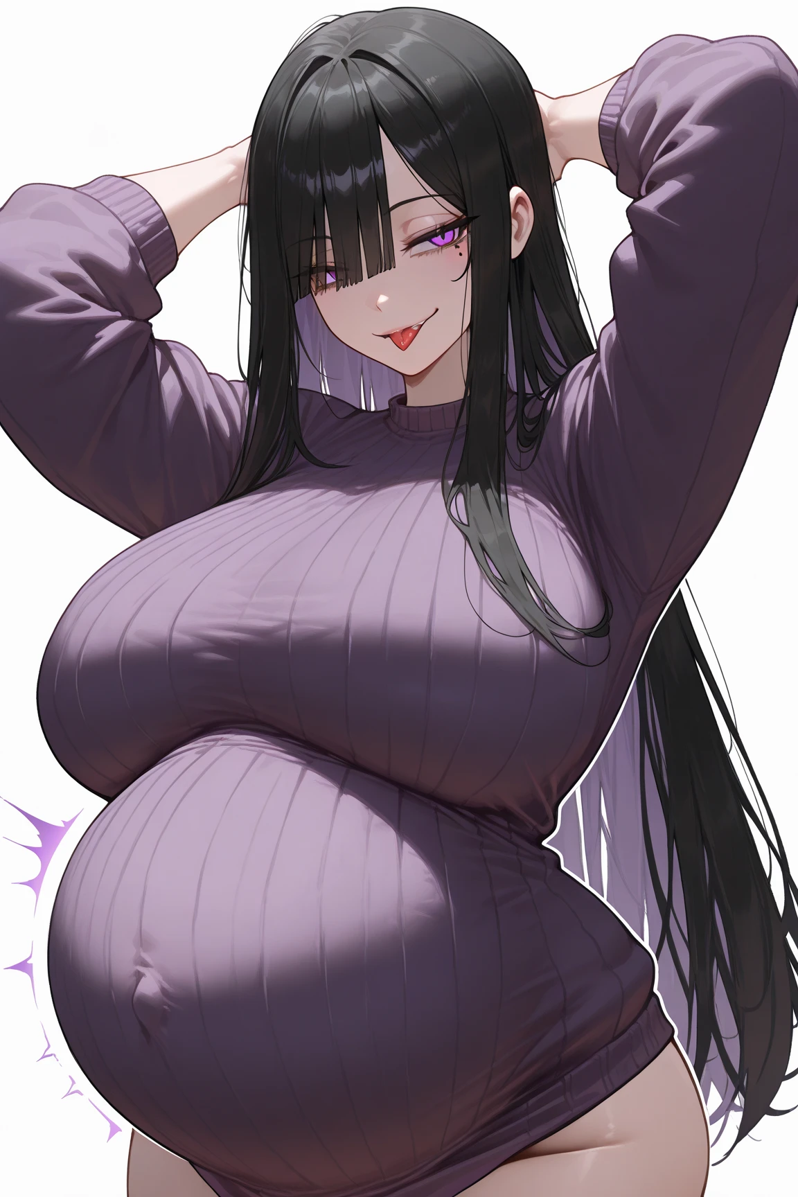 Rubber Suit、Black long boots、Laughing with tongue out、((Pregnant wome:1.3))n、blush