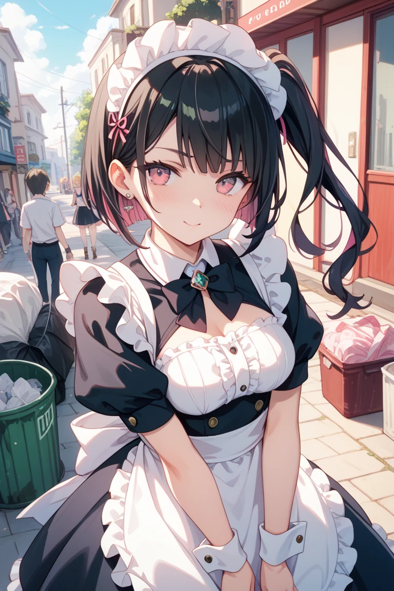 ((日本人のgirl1人、aldult)), ( small)), Black Hair、Brown Hair、masterpiece, 最high quality, high quality, Highly detailed 8K wallpapers,amusement park、Pink Hair、Extreme heat、Heavy breathing、breathe、Sweat、Head ornament、cute girls、Cute Maid、Bold Pose、(Secrete saliva)、Big 、Wait for orders、No fixes、(girl、Squid Belly、)、（）、Beautiful big boobs、（激しいSweat）、(Saliva volume:1.4）、(Elementary school girl、Cute belly、Abdominal distention、Spreading 、）、（stroking the stomach:2）、(Beautiful Face）、（serving）、（Trembling in the lower back:2）、Life-size、In front of the camera、Walk with your feet together