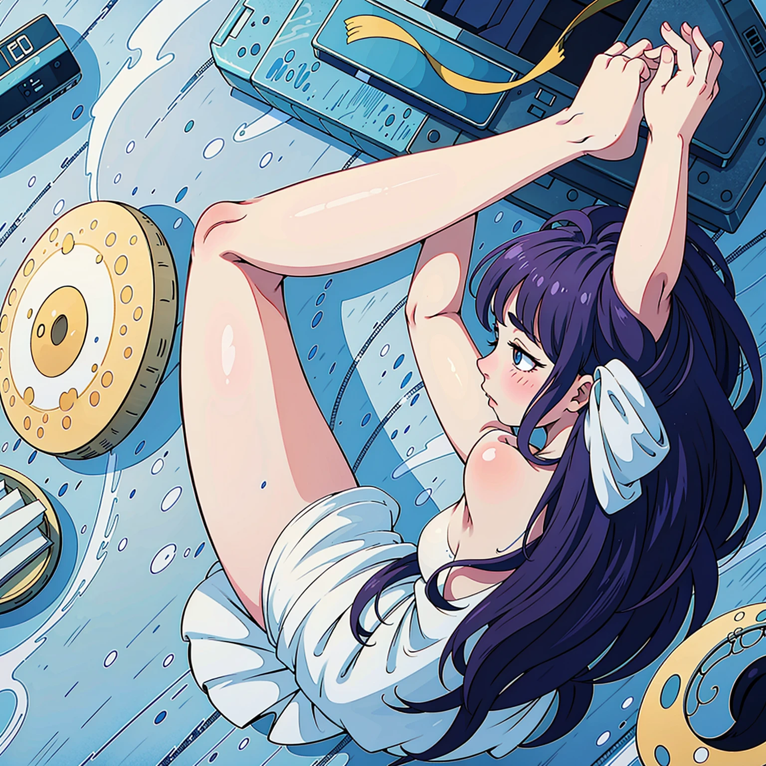 Sitting with Knees Up on bed ,spread legs,Even bangs、princess cut、black hair, bright eyes, naked, 光沢のあるnipple、(masterpiece),(highest quality:1.0), (ultra high resolution:1.0), Detail view, 8K, anime, masterpiece, brown eyes、nipple、attractive woman provocative look Blushing wavy hair very big breasts Fair skin Very detailed breasts Very detailed eyes her cheeks are flushed show your chest press your chest together I'm shy,large breasts,saliva seductive smile,ahegao, blush, sweat, rolling eyes, tears, 1girl,bishojo, beautiful starry sky、grassland、thick eyebrows、Bunny girl, M legs,show off breasts、I'm looking here、one girl,grasslandの背景、Blue sky、