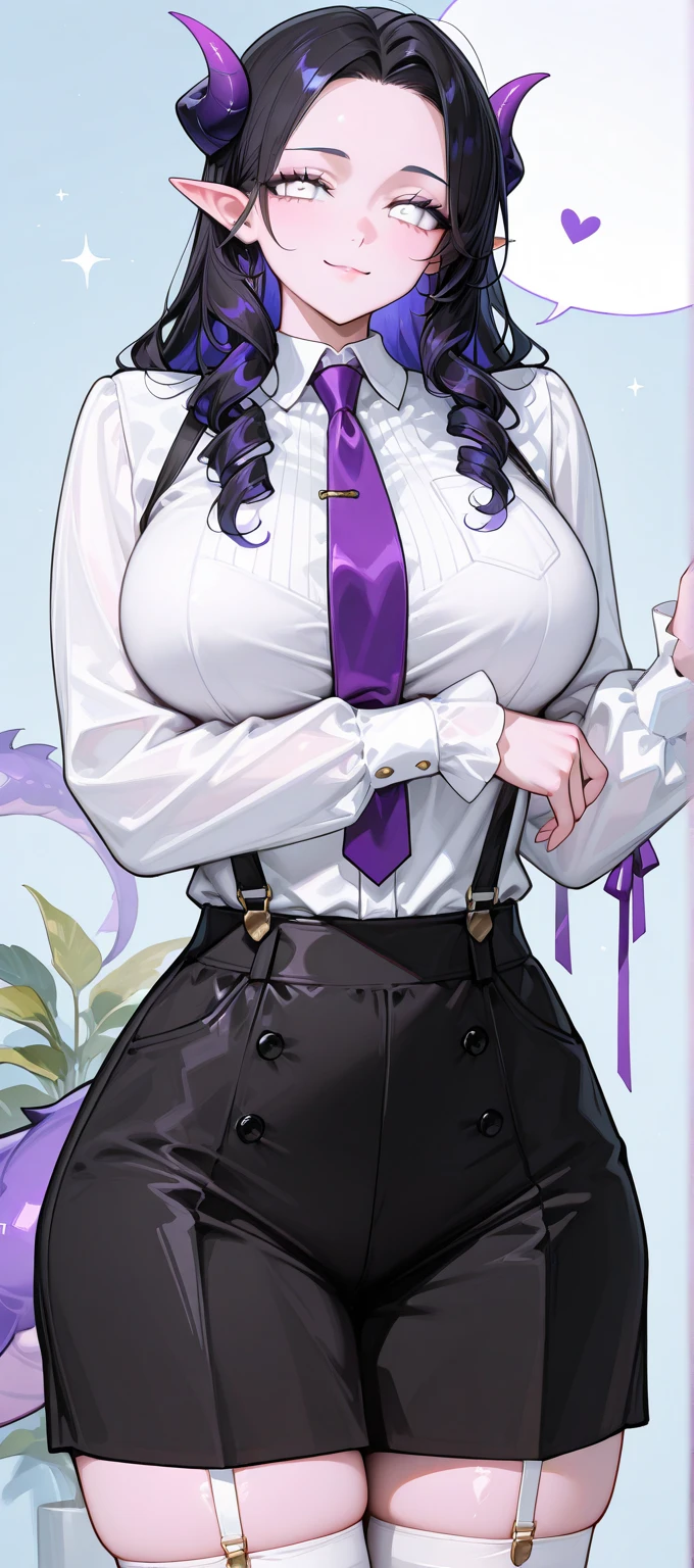 (masterpiece:1.2, best quality), (1lady, solo, upper body:1.2), black hair,purple dip-dye hair , forehead , purple eyes, Swallowtail butterfly head, An anime-style illustration of Shinobu Kocho from “Demon Slayer”. She is wearing a lab coat and a skirt, sitting in a laboratory. She is using a laptop and looking at the camera with a smile.