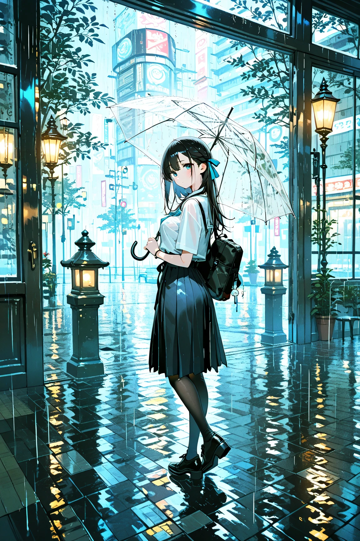 the girl garden sky rainy season