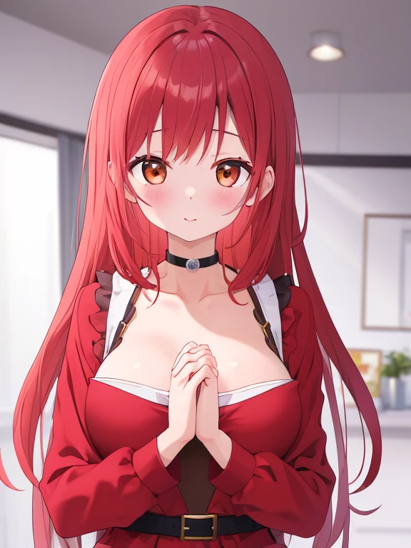 Anime background art, bottom of room, one bed, standing, beautiful anime scenes, 4K anime art wallpaper, 4k anime art wallpaper, Rosla global illumination, anime girl, 1 girl, LORA similar, best quality, detailed, alone, looking at the viewer, mouth closed, smile, long hair, definition in the eye, perfect face, perfect face, perfect hair, pink hair, hair accessory, twin butterfly-shaped ribbons on both sides of her head, blue eyes,  costume, big tits. 