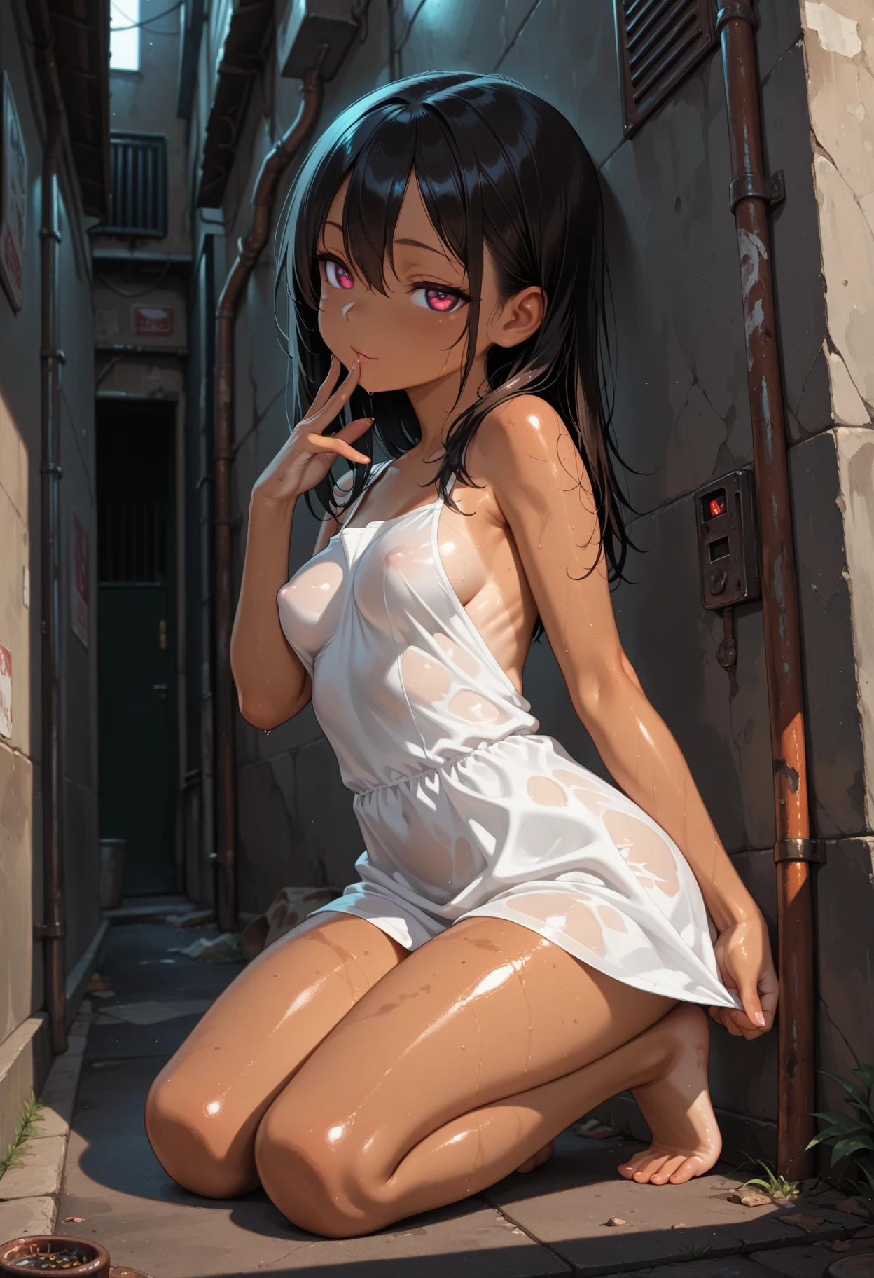 highest quality, ultra high resolution, anime,Sunset light,building street,naked,Lewd,japanese woman, Embarrassed face, sexy, wet white shirt,transparent nipples,erect nipples, Face-to-face camera, open door (masterpiece: 1.3), (8K, anime, highest quality: 1.4), (1 girl), beautiful face, (anime顔), (black hair, short hair: 1.3), beautiful hairstyle, realistic eyes, beautiful detailed eyes, (realistic skin), beautiful skin, (naked), absurd, Charm, golden ratio,pointing her pussy at the viewer,(Open vaginal hole),Holding the thigh,Love juice from the vagina,Overflowing love juice,The back of the vagina is visible,orgasm,legs open,opening the vagina by hand,clitorisを視聴者に見せている,clitoris,clitorisにピアス,Viewers are looking up,clitorisがアップで見える,Pointing your butt towards the viewer