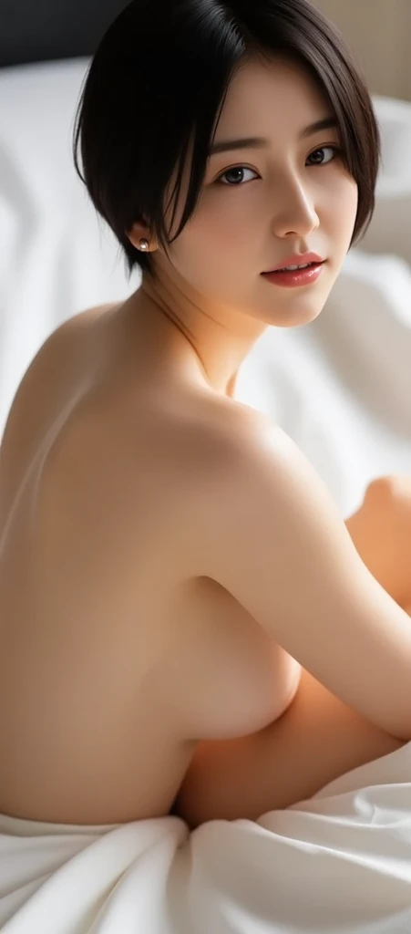 Big cleavage，Delicate face，Highest quality，Sparkling eyes，A toned whole body、Back view、look back