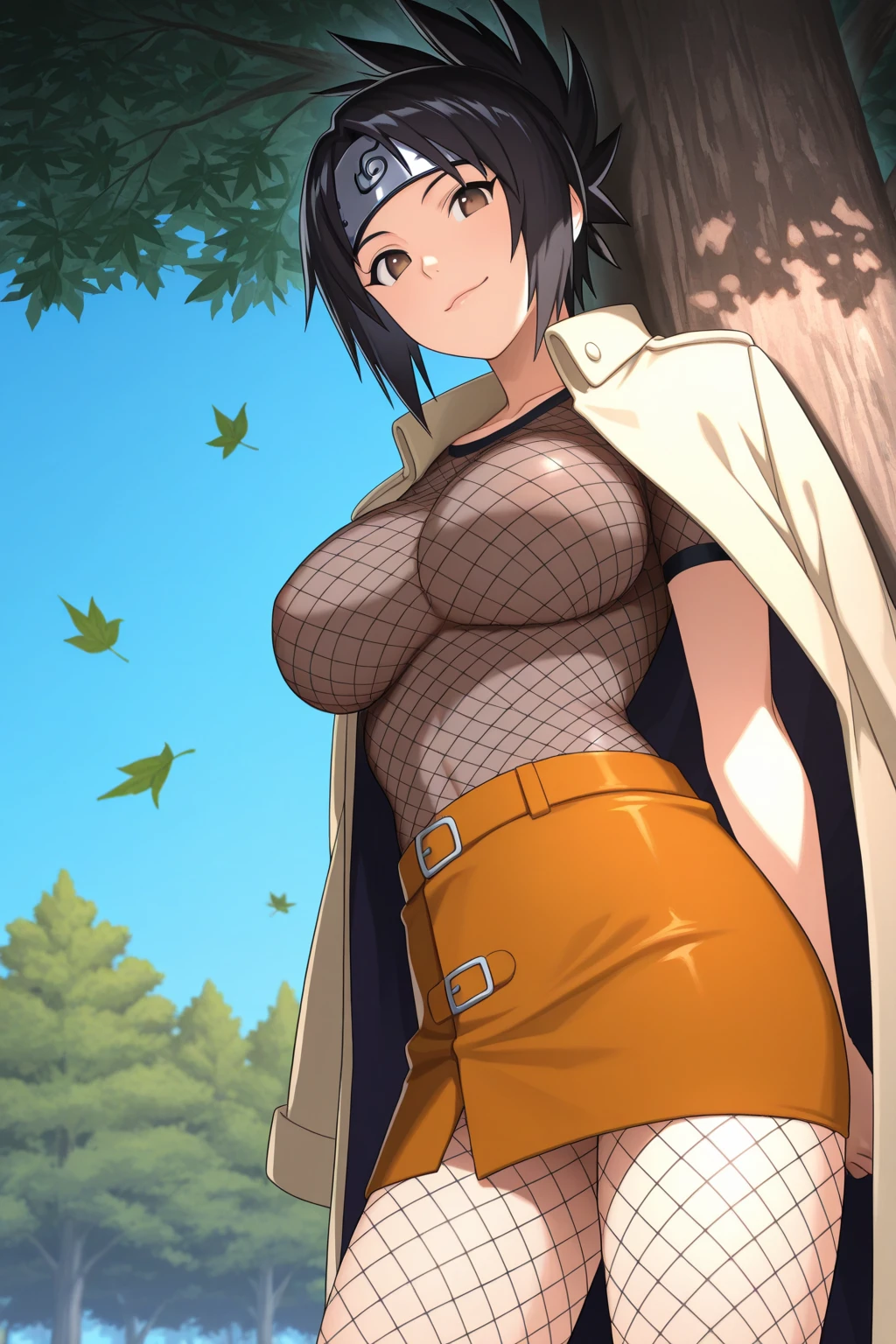 (ultra-detailed,highest quality,8k,High resolution,masterpiece:1.2),Very detailed,(Realistic,photoRealistic,photo-Realistic:1.37),Beautiful woman, anko mitarashi,


Beautifully detailed sweat glands,Smooth skin texture,Carefully drawn,

Hashnet Suit,Jacket, Orange Skirt,(humidity:1.2), Lively expressions, (Attractive face:1.2), (Beautiful Skin),(Big Breasts),Sticky with sweat,In a dynamic pose,

Naruto's World,Outdoor,forest