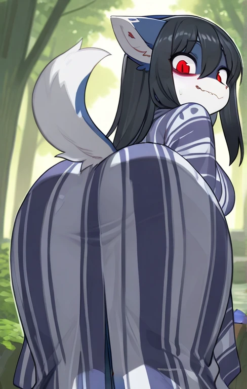 Skunk, Highest quality, Highest quality, High quality illustrations, masterpiece, Ultra-high resolution, Detailed Background, night, Absurd, Perfect Anatomy, Good lighting, Shadows in the movies(kemono, Furry PersonifiCation), anthro, NSFW, pussy, crouching, behind view, back view, looking back at viewer, low angle view, worm's eye view, first person view, viewer giving cunnilingus, cunnilingus POV, Stick your butt out, Pay attention to the butt, looking back at viewer, smug smile, horny grin, tongue out, licking lips, dominating, dominatrix, dominant female, naked
