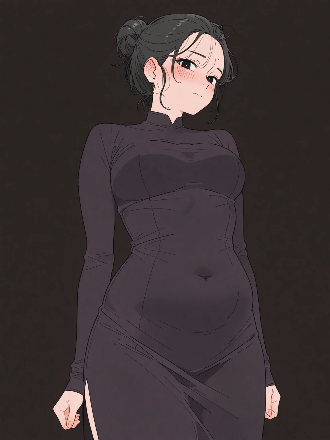 Cute girl,black hair pulled up, black clothes, full body,boy, a young girl, Bangs up, hair standing up, Combat stance, Fighting stance, Hand drawing is better, sexy body, Better eye drawing, finer details, high quality, sexy,
