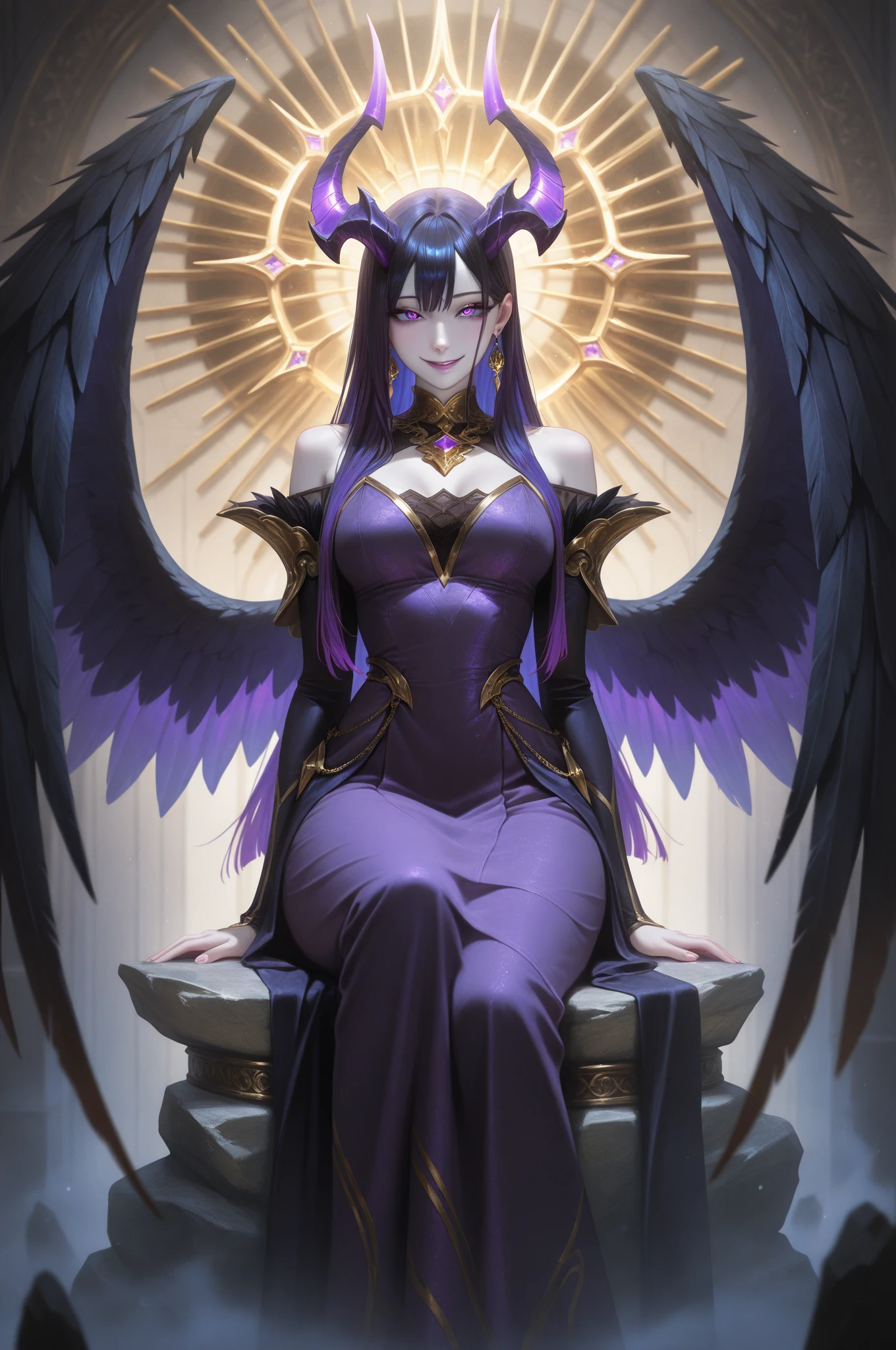 Michelangelo,Hybrid holy woman and purple ostrich with golden wings;roupas longas, tradicional,estilo Pieta, proportion Aurea, Bitcoin,ostric