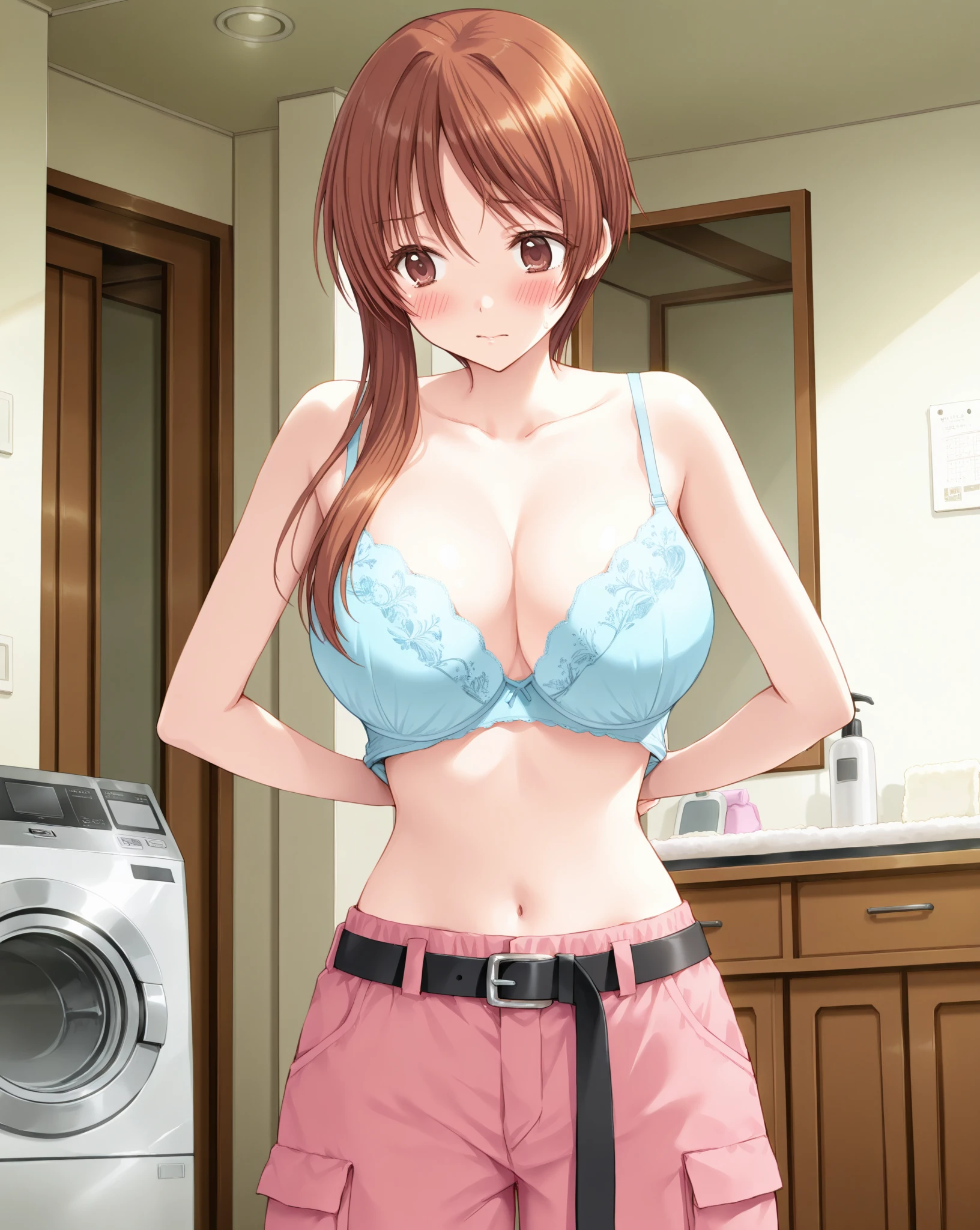 ((8K resolution))、((Highest quality))、((masterpiece))、((Very detailed))((((dramatic))), (Anatomically correct)、The depth of the object to write、spycam、(high school girl、Fair skin、Earrings、shirt、bra、Panties)、locker room