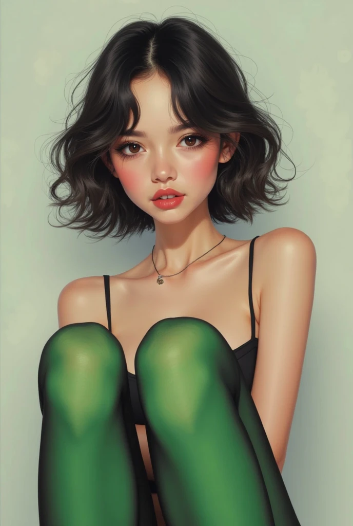 Royal sister, oriental classical beauty, arm text tattoo, cold feeling, big red lips, green pupils, 8k --auto