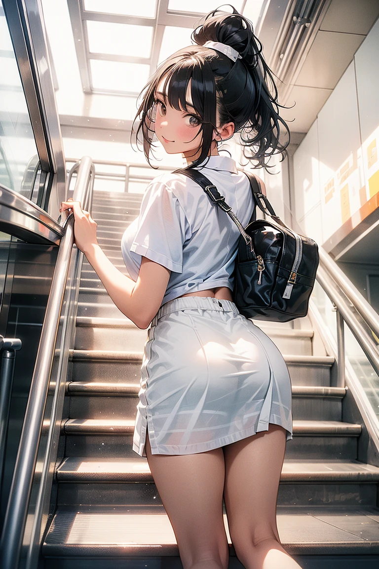 (masutepiece, Best Quality:1.2)、realisticlying、Cute、kawaii、digitalart、Innocent 18 year old girl、(Girl on a crowded train)、(Stand at the door)、(Girl looking out the door backwards)、(Hands on the window glass)、huge tit、Plump、serafuku、sailor dress、sailor uniform、Navy blue pleated mini skirt、white  panties、(white socklack loaferlack school bag on the floor、voluminous straight long hair、shinny hair、(backs)、(View from behind)、full bodyesbian、(from below:1.4)、ass focus、(panty shot)、looking away、Curiosity々Smile at, (((shiny skin))), (((butt crack)))
